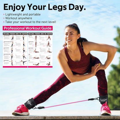 WALITO Ankle Resistance Bands with Cuffs, Exercise Bands for Legs and Butt, Booty Workout Equipment for Kickbacks and Hip Fitness Training