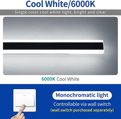2 Pack 39.3inch Modern Linear Outdoor Wall Light, Outside LED Long Wall Sconce, 6000K Cold White, 36W, IP65 Waterproof, Black Exterior Lighting Fixture for House, Garage, Porch, Garden
