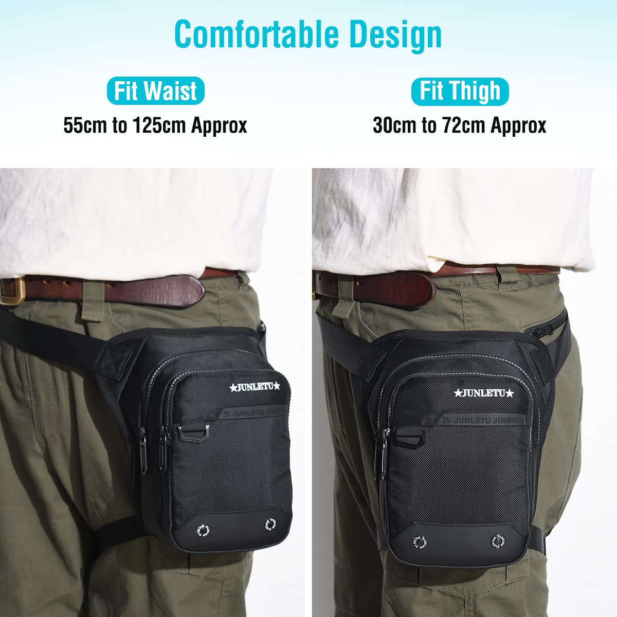HUANLANG Drop Leg Bag for Men Women - Motorcycle Thigh Bag with Removable Leg Harness for Outdoor Activities