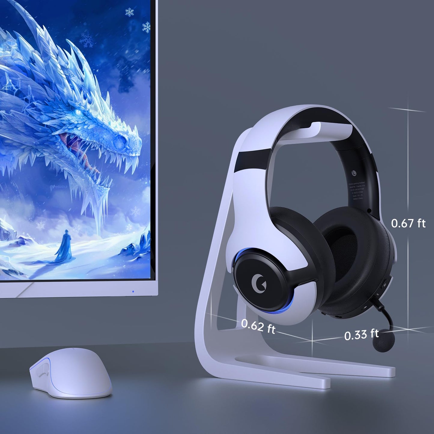 Gtheos Wireless Gaming Headset for ps5, ps4, Elden Ring, PC, Mac, Switch, Bluetooth 5.3 Gaming Headphones with Noise Canceling Microphone, 45H Battery, RGB Light, White