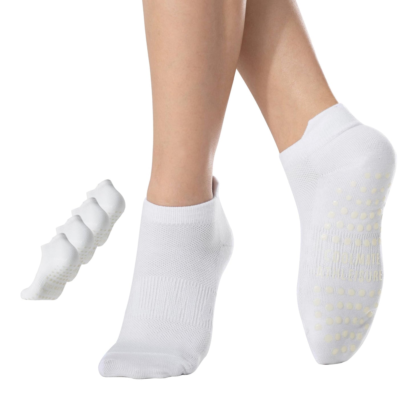 CoolMate Pilates Socks with Grips for Women, Yoga Socks, Crew Non Slip Women for Workout, Barre, Pilates Gifts