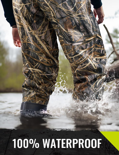 TIDEWE Bootfoot Chest Wader, 2-Ply Nylon/PVC Waterproof Fishing Hunting Waders with Boot Hanger for Men Women Next Camo Evos Size 13