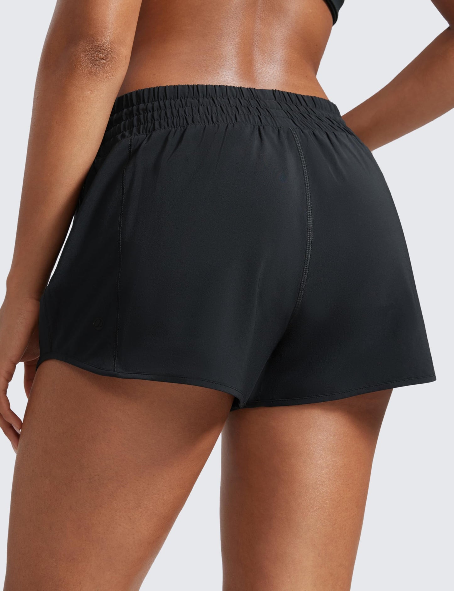 CRZ YOGA High Waisted Running Shorts for Women 2.5" - Mesh Liner Quick Dry for Sport Athletic Workout with Zipper Pocket Black Medium
