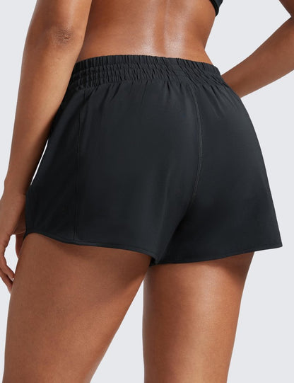 CRZ YOGA High Waisted Running Shorts for Women 2.5" - Mesh Liner Quick Dry for Workout Sport Athletic with Zipper Pocket Black Small