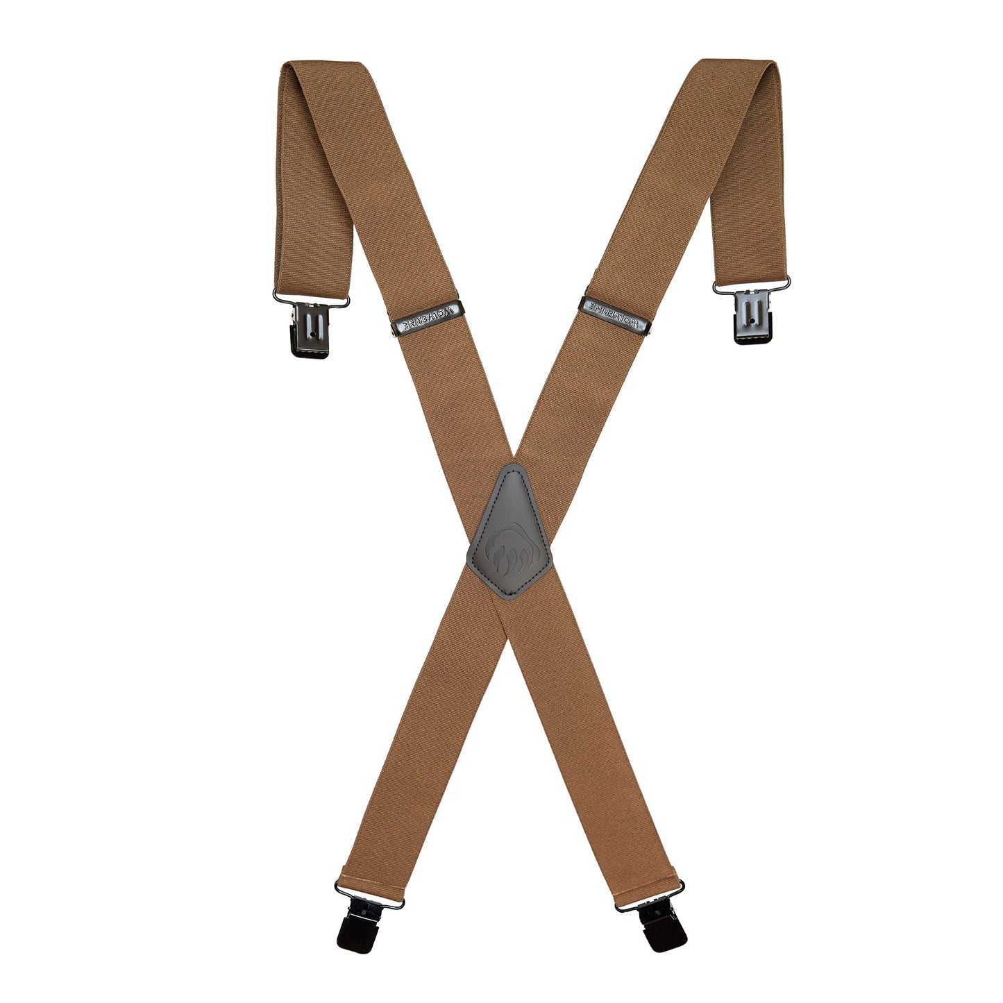 WOLVERINE X-Back 2 Inch Heavy Duty Adjustable Straps with Signature Clips, Work Solid-Chestnut, One Size
