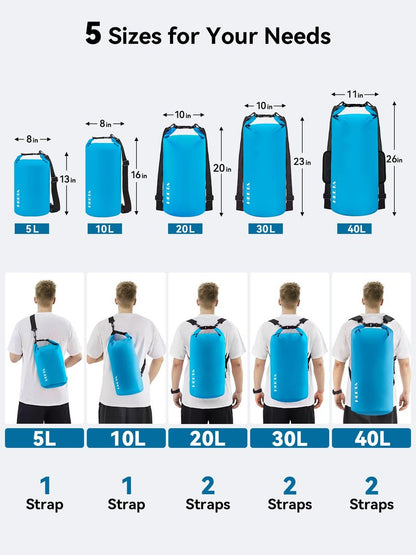 HEETA Waterproof Dry Bag for Women Men, Roll Top Lightweight Dry Storage Bag Backpack with Emergency Whistle for Travel, Kayaking, Boating, Camping, Beach, Cruise Ship Essentials (Blue, 40L)