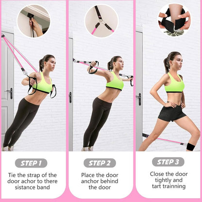 Bbtops Pilates Bar Kit with Resistance Bands,Pilates Bar with Stackable Bands Workout Equipment for Legs,Hip,Waist and Arm,Exercise Fitness Equipment for Women & Men Home Gym Yoga Pilates