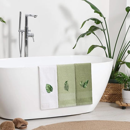3 Pcs Tropical Palm Leaves Hand Towels