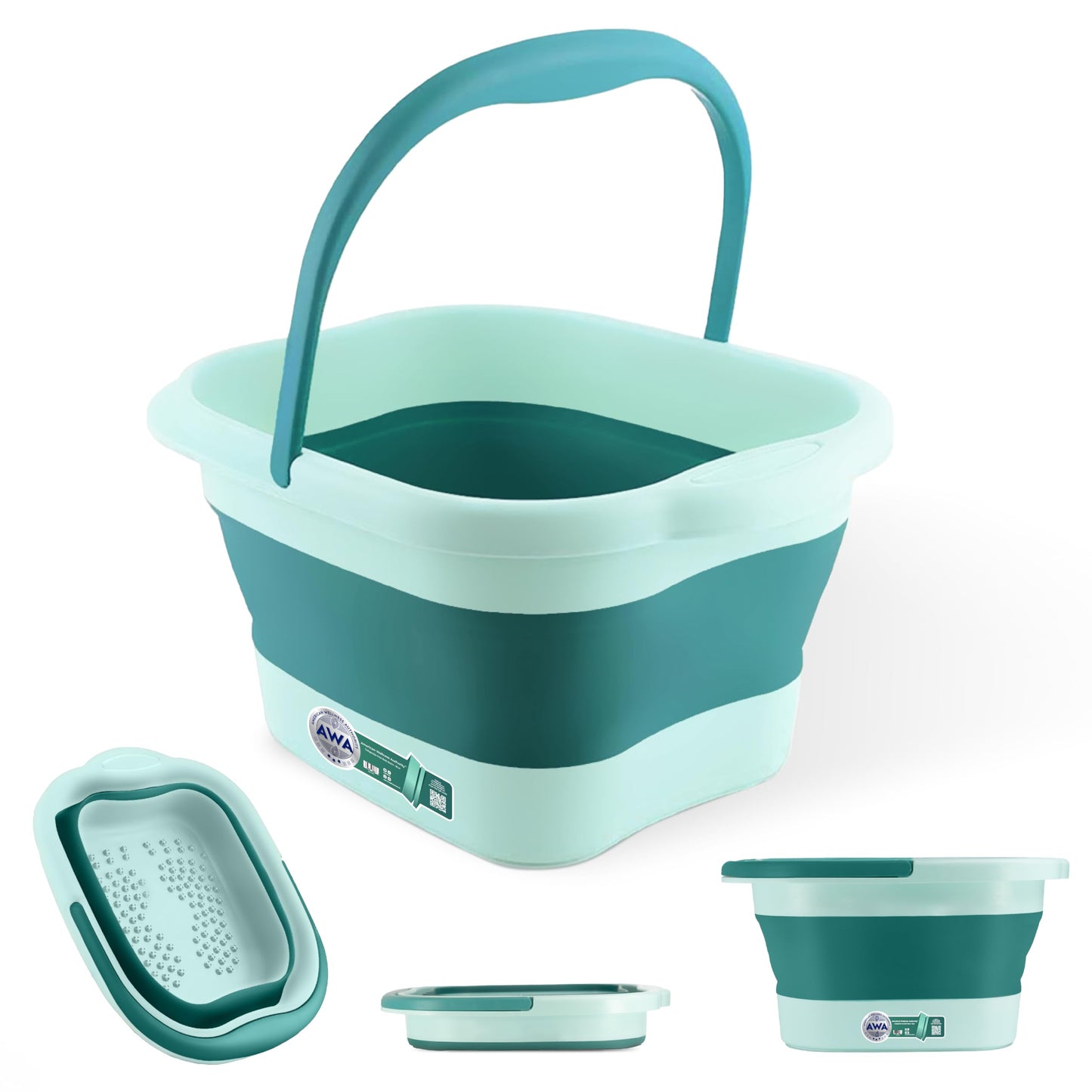 American Wellness Authority AWA Extra Large foot bath basin - Sturdy plastic soak tub For Soaking feet and Pedicure At Home Spa Kit Women Men (Grey Basin), 1.0 Count