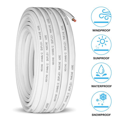 10 Gauge Marine Wire 10 AWG Duplex Marine Grade Wire,20ft Tinned Copper Electrical Cable for Boat/Automotive/RV/Camper/Trailer Outdoor Use