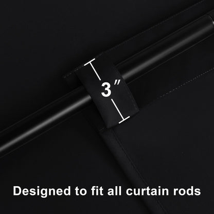 Hiasan Black Blackout Curtains for Bedroom 72 inches Long Rod Pocket Thermal Blackout Curtains Noise Blocking with Tiebacks Halloween Drapes for Living Room,52" x 72",Set of 2