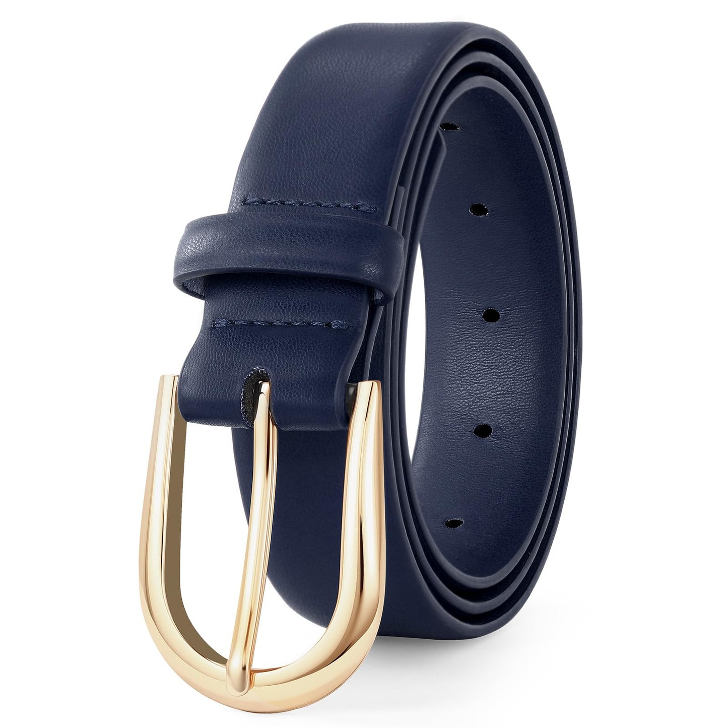 SANSTHS Women Belt for Jeans Pants Fashion Gold Buckle Ladies Dress Waist Belt,Navy,M