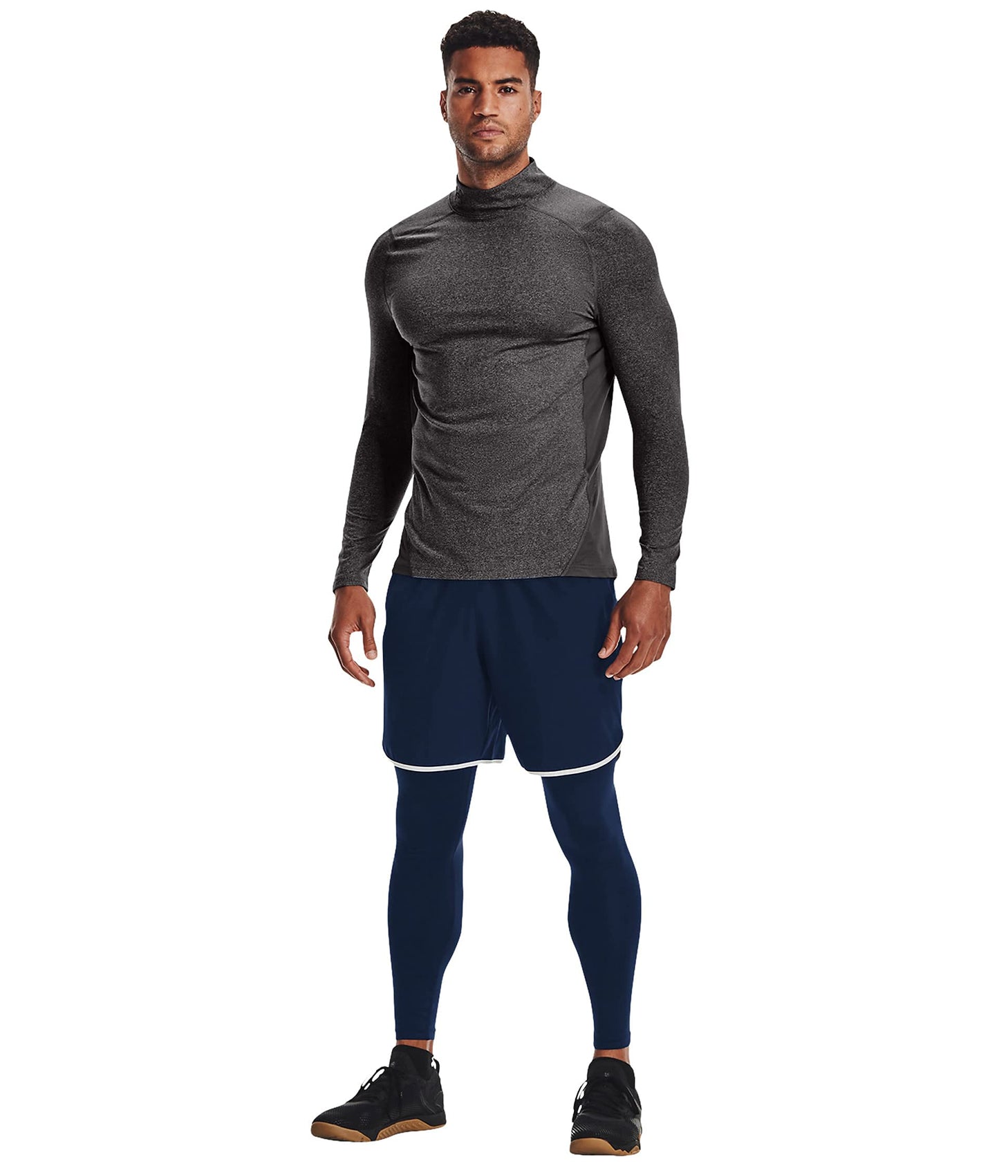 Under Armour Men's ColdGear Armour Fitted Mock, (021) Charcoal Light Heather / / Black, Medium