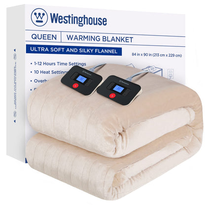 Westinghouse Electric Blanket Heated Throw, Super Cozy Soft Flannel 50"" x 60"" Heated Throw with 6 Fast Heating Levels & 2-10 Auto-Off, Machine Washable, ETL&FCC Certification, Navy Blue