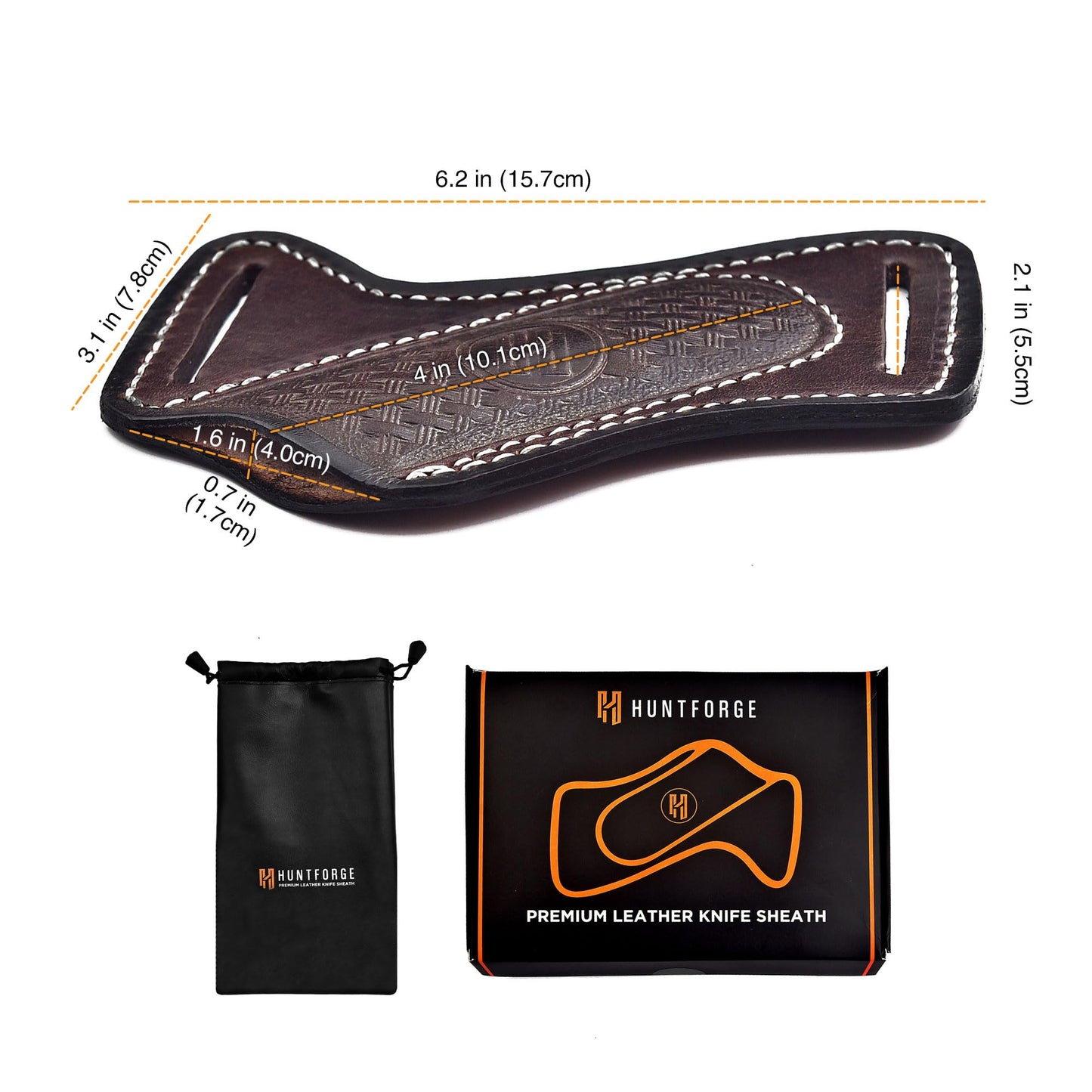 HuntForge Leather Knife Sheath for Belt Pocket Folding Knife Holder Compact Draw Knifes,Tool Belt for Knives,EDC Tools Holster(Small)