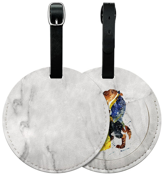 FKHGY 2 Packs Cute PU Leather Luggage Tag for Suitcase,Watercolor Design Travel Suitcase Tag with Privacy Flap Address Labels, Bag Tags Travel Essentials