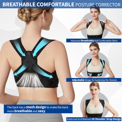 Posture Corrector for Back Support: Adjustable Shoulder Posture Brace for Men and Women (Black, Small/M)