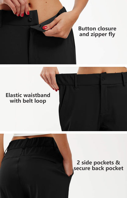 Libin Women's 4-Way Stretch Golf Joggers Pants with Pockets, Tapered Athletic Running Sweatpants, Work Dress Casual Slacks for Women, Black M