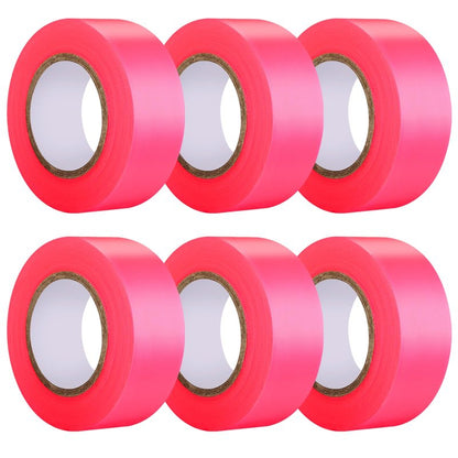 GEYYANG Fluorescent Pink Flagging Tape 6 Pack, Non-Adhesive Plastic Ribbon Tree Marking Tape, for Survey Boundaries, Hunting, Trail Marking and Hazardous Areas, 1" x 100ft,3.35 Mil