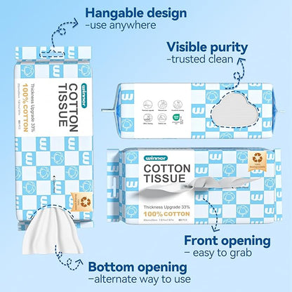 Winner Soft Face Towels, Upgraded Thicker 100% USDA Biobased Facial Towels