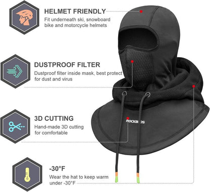 ROCKBROS Ski Balaclava - Thermal Fleece Cold Weather Mask for Men | Winter Protection