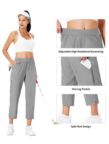 Ksmien Women's Golf Pants Lightweight High Waisted 7/8 Ankle Pant with 4 Pockets for Athletic Lounge Travel Work