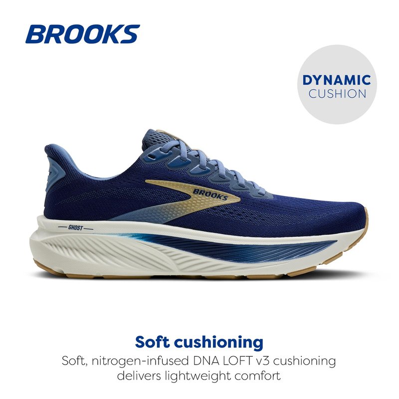 Brooks Men’s Ghost 17 Neutral Running Shoe - Beacon Blue/Moonlight/Starfish - 10.5 Medium