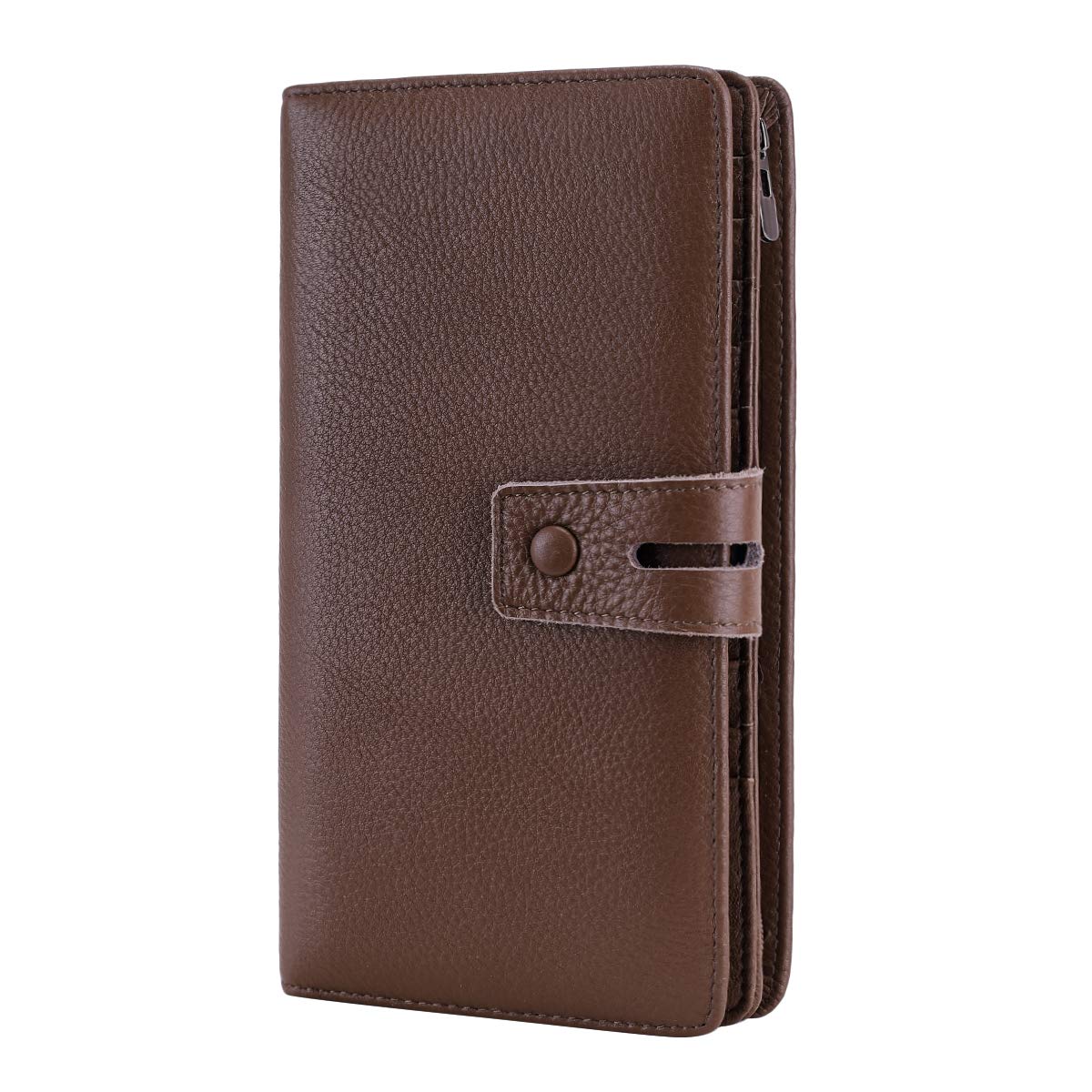 Itslife Womens Wallet,Large Capacity RFID Blocking Leather Wallets Credit Cards Organizer Ladies Wallet with Checkbook Holder,Coffee