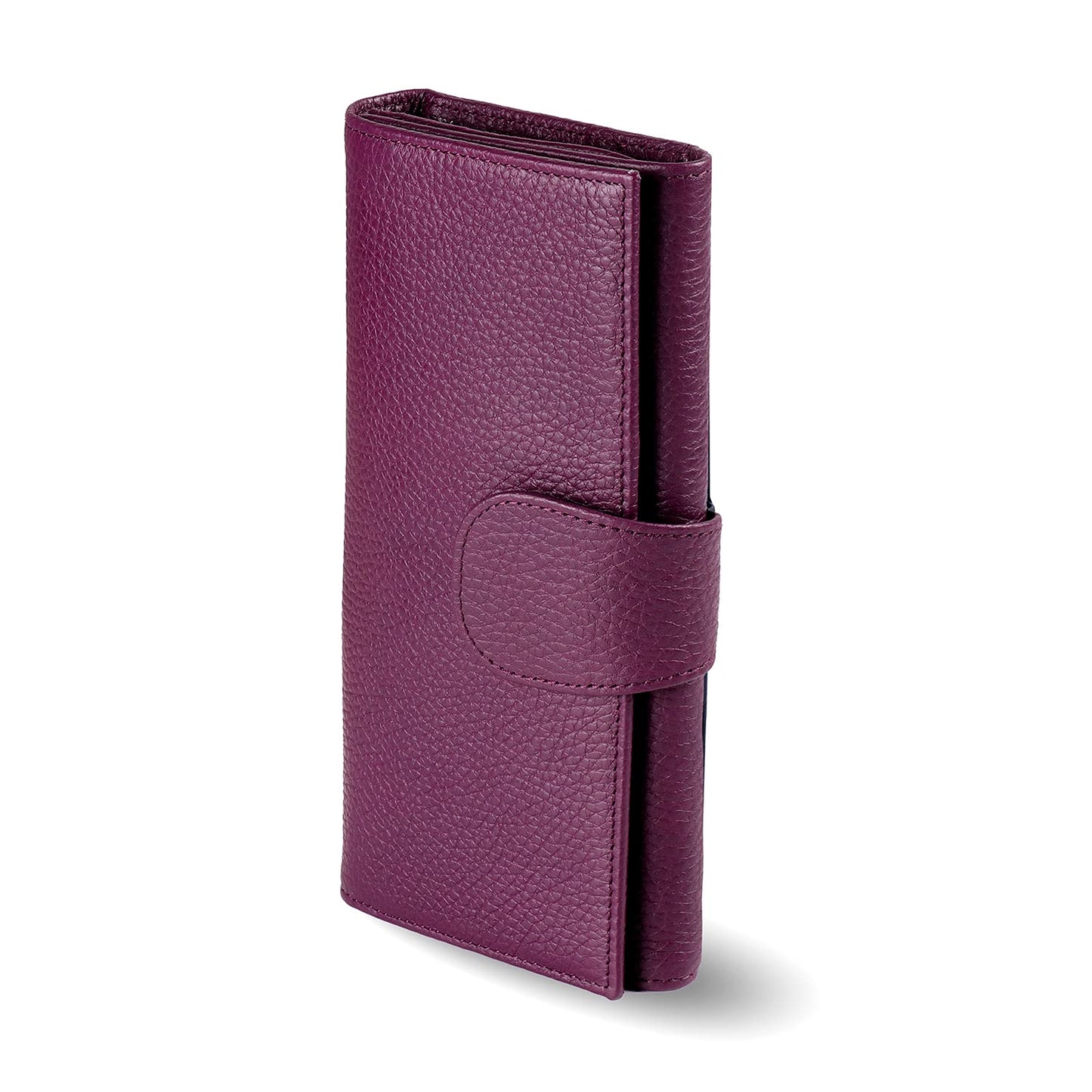 Otto Angelino Genuine Leather Zippered Envelope Wallet with Phone Compatible Slots - RFID Blocking -Unisex