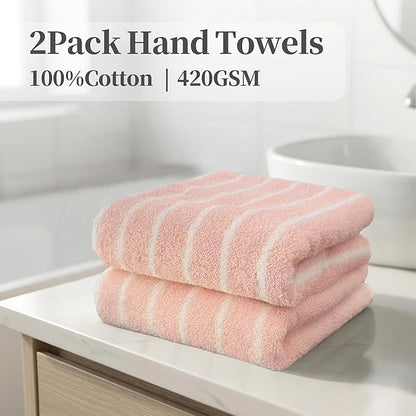 2-Pack Premium Stripe Cotton Hand Towels