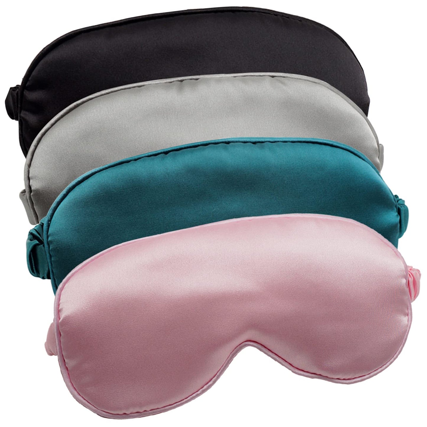 4 Pack Eye Mask for Sleeping Silky Soft Satin Blindfold Adjustable Strap Night Eye Cover for Women Men
