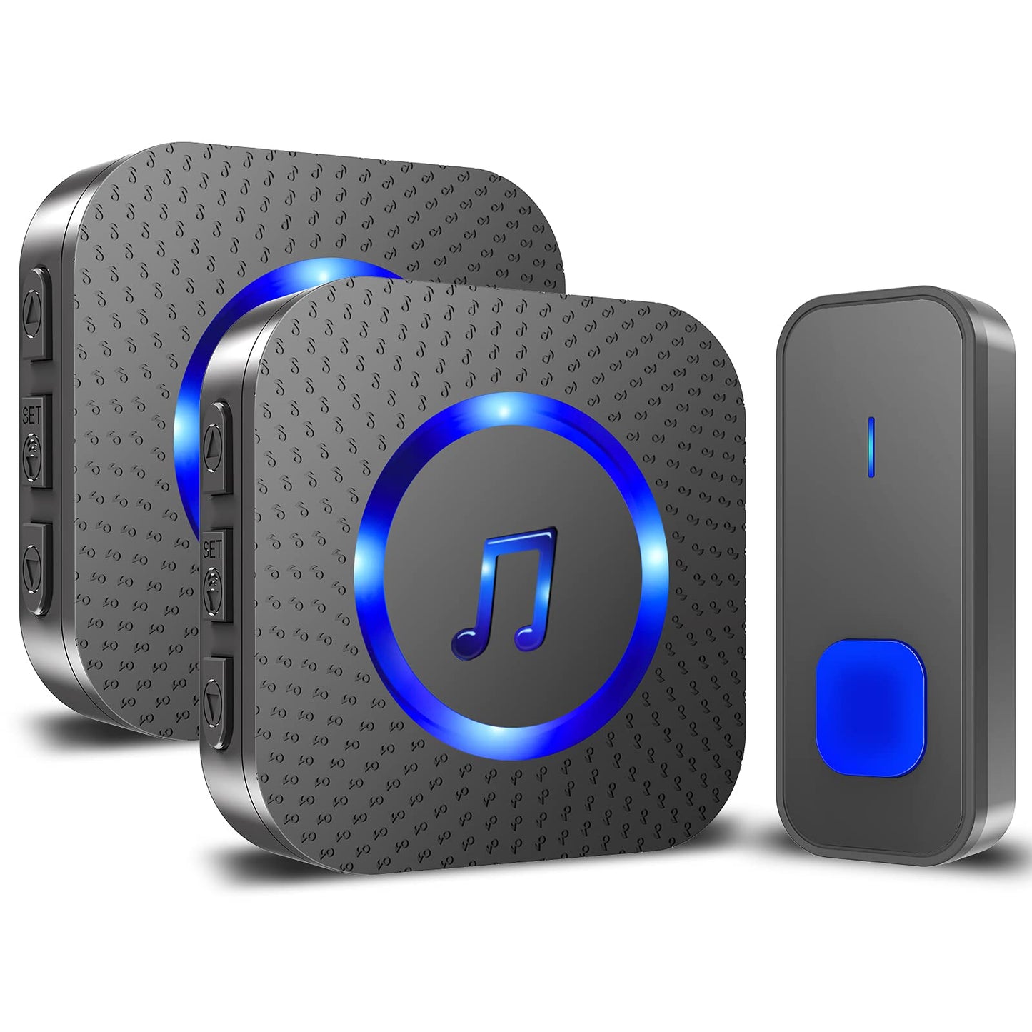 SURFOU Wireless Loud Waterproof Doorbell, Easy installation, 1300ft Range, 55 Chimes 5 Adjustable Volume Levels, LED Flash (1 Button +2 Receivers)