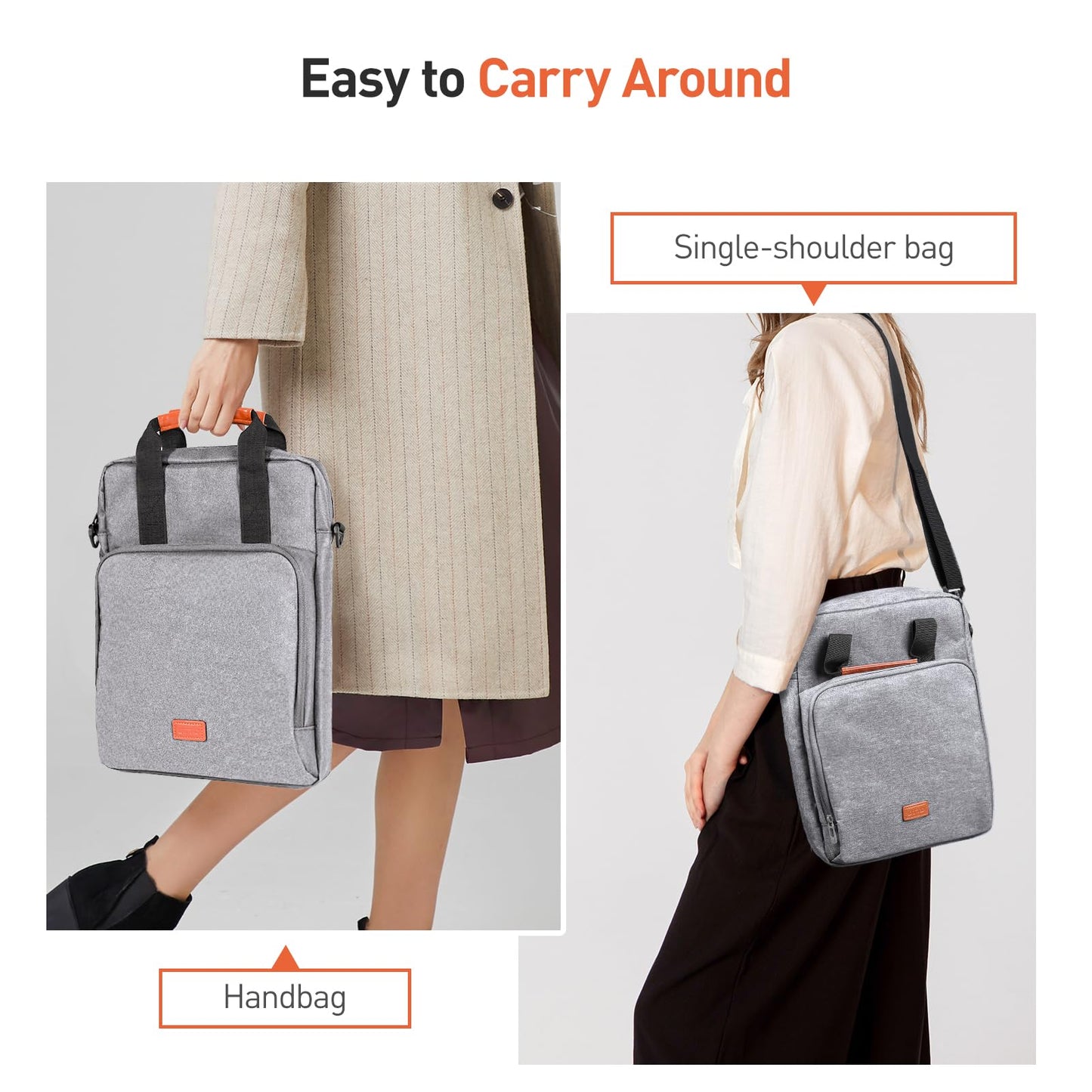 DTTO 13-12.9 Inch Sleeve Bag with Shoulder Strap, Double Handle Carrying Case Fits MacBook Neo, iPad Air 13-inch/iPad Pro 13-inch, iPad Pro 12.9-inch M2&M1 (2022-2018), Gray