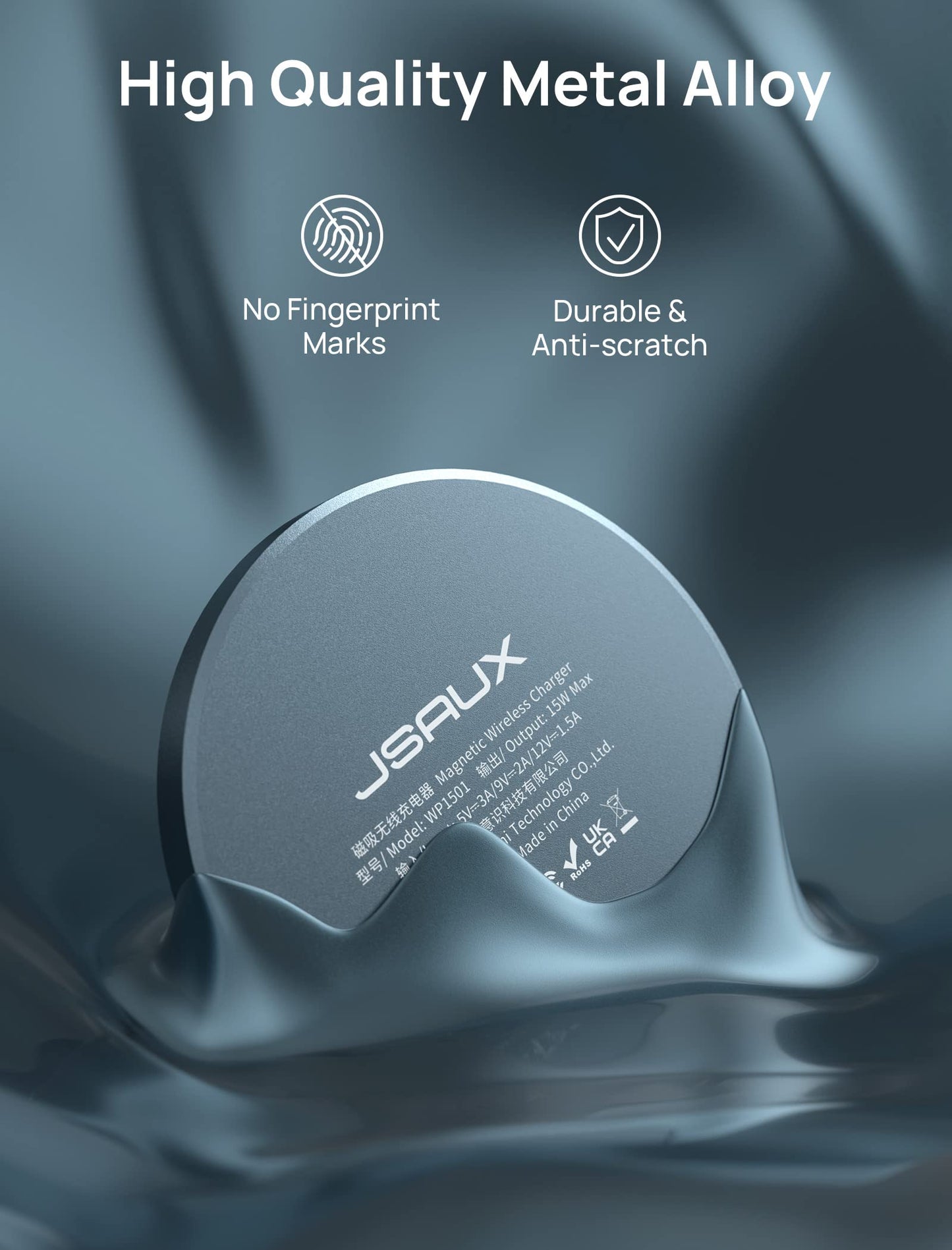 JSAUX Magnetic Wireless Charger Compatible with MagSafe Charger/iPhone 16e/16/16 Plus/16 Pro/16 Pro Max/15 14 13 12 Series, Wireless Mag Safe Charging Pad, Mag Charger (Blue)