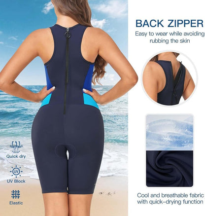 Women's Triathlon Suit - One-Piece Sleeveless Quick-Dry Tri-Suit with 3D Padded Design | Slimming Athletic Swimwear