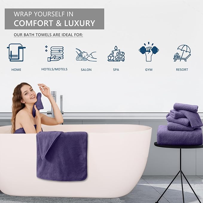 8 Piece Bathroom Towel Set |2 Oversized Large Bath Towels Sheet, 2 Hand Towels