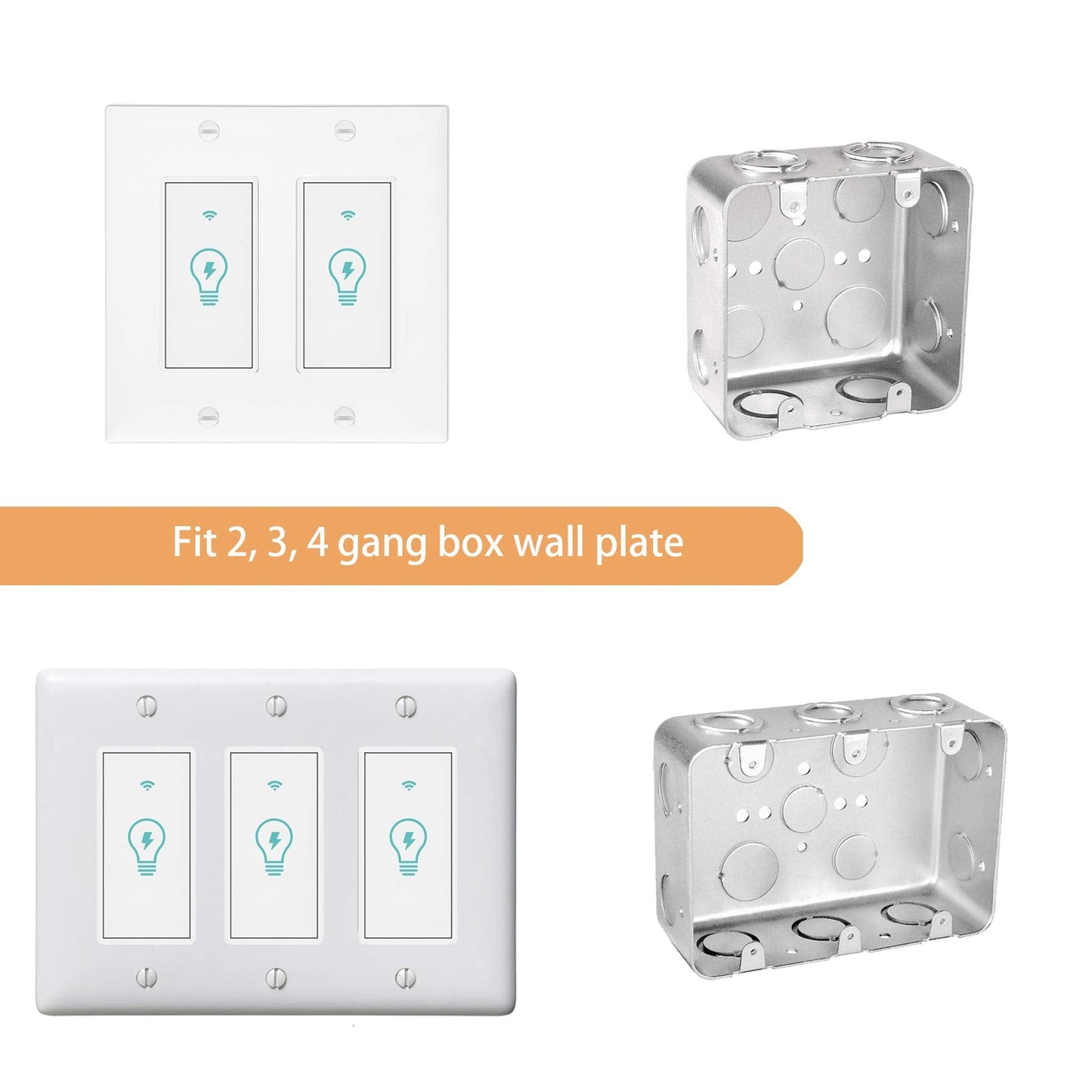 Smart Light Switch, Compatible with Alexa, Google Assistant, IFTTT, WiFi Light, Neutral Wire Required, Schedule Setting APP Remote Control, ETL, No Hub Required (Smart Switch 2pack)