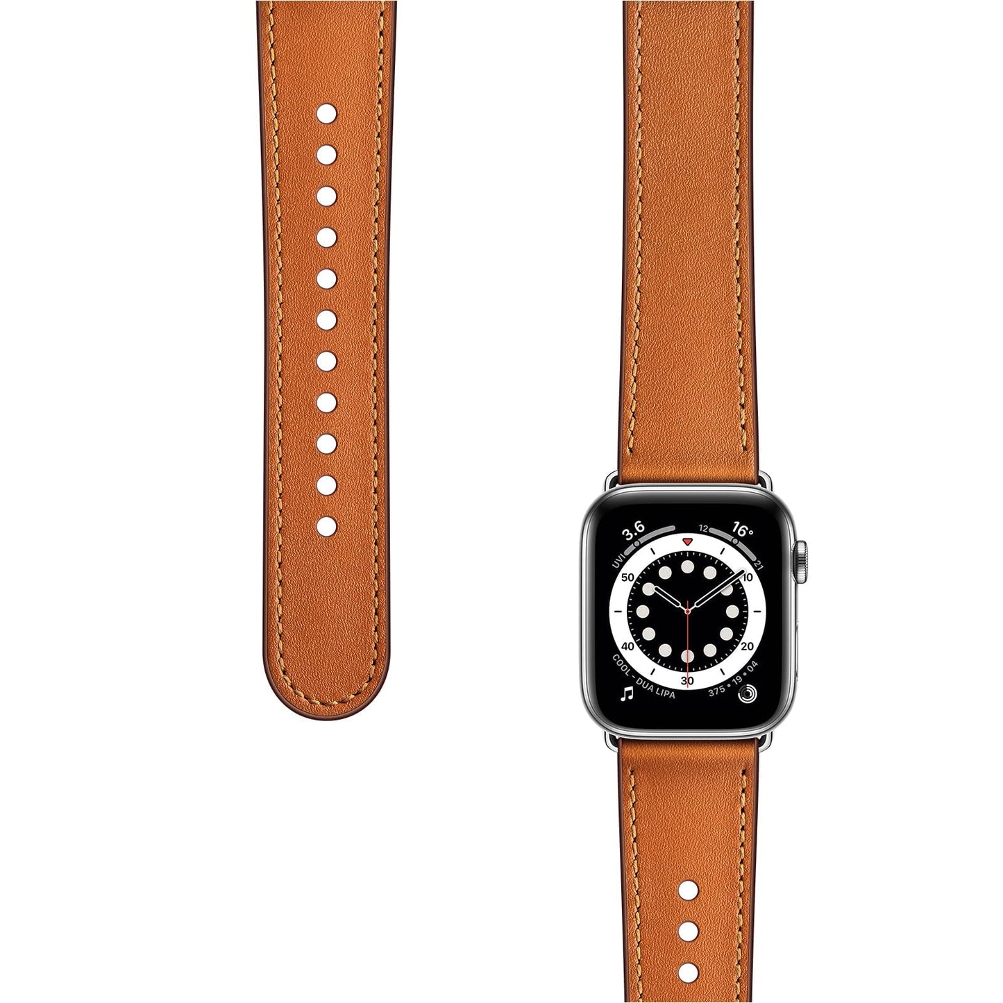OUHENG Leather Bands Compatible with Apple Watch Band 49mm/46mm/45mm/44mm/42mm, Genuine Leather Strap for iWatch Ultra 3/2/1 & SE 3/2/1 Series 11 10 9 8 7 6 5 4 3 2 1 (Brown/Silver)