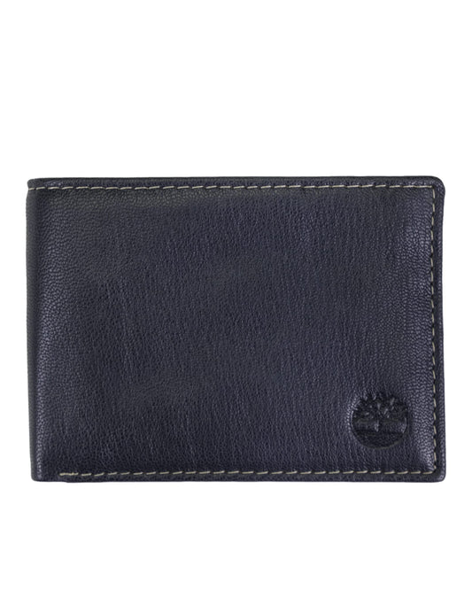 Timberland Men's RFID Blocking Wallet – Genuine Leather Passcase with Removable ID Holder, 6 Card Slots, 2 Billfold Pockets, Slim Design, Navy Blue, One Size