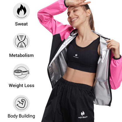 HOTSUIT Sauna Suit for Women Weight Loss Sweat Suits Sauna Jacket Pant Machine Washable Anti Rip for Gym Workout Exercise