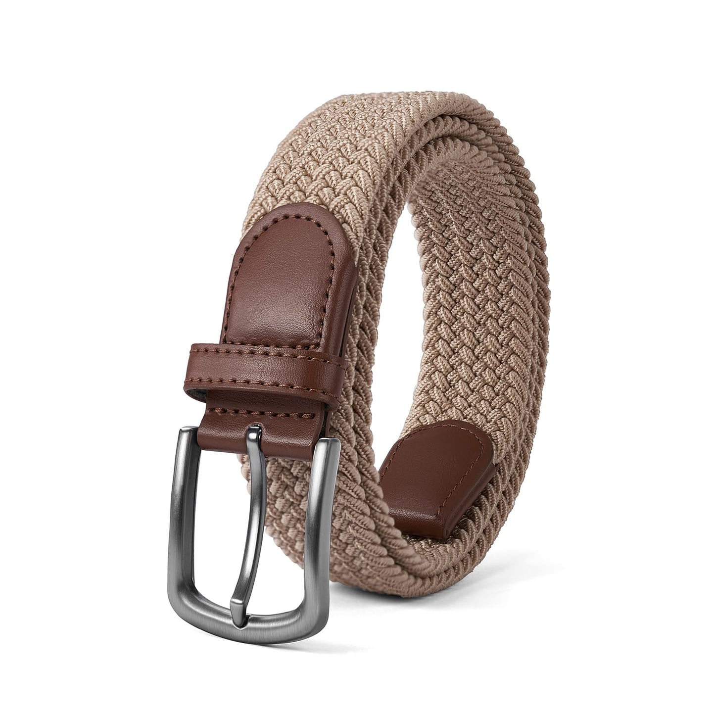 PlusZis Mens Belt,Elastic Belt Stretch,Braided Woven Casual Belt 1 3/8",With Gif Box.