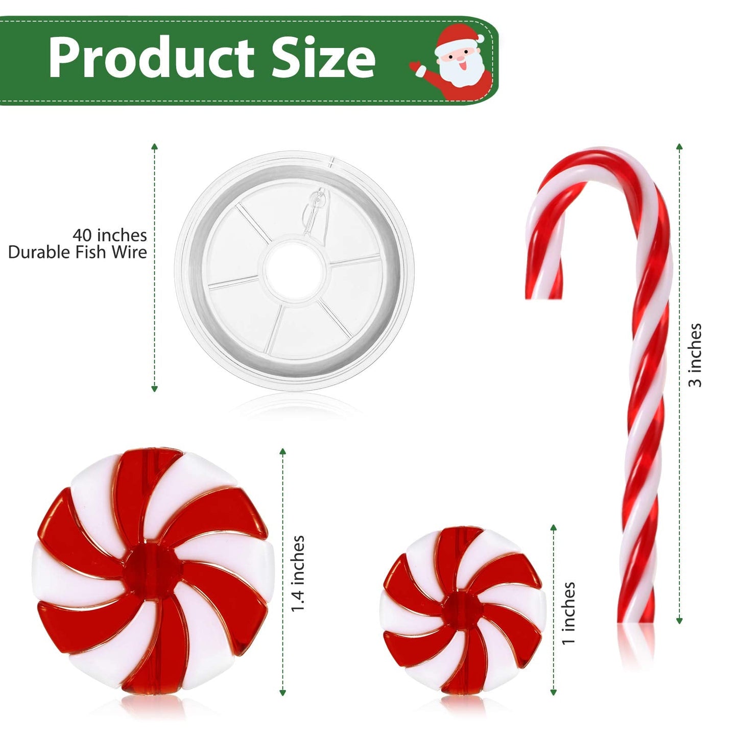 WILLBOND 72 Pcs Christmas Candy Canes Ornament Plastic Christmas Tree Hanging Decoration Fake Swirl Candy Canes Garlands with Crystal Wire for Home Xmas Gift Indoor Outdoor Party Favor (Red and White)