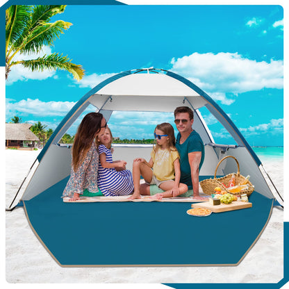 COMMOUDS Beach Tent Sun Shelter for 3/4/6/8 Person, UPF 50+ UV Protection Beach Shade Canopy Tent, Lightweight, Easy Set Up and Carry