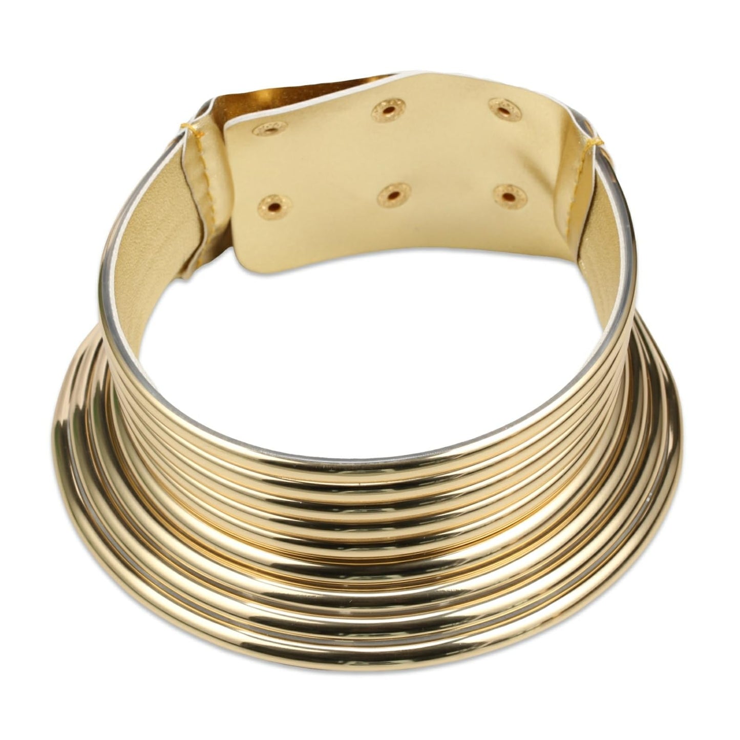 Florate Choker Necklace Bracelet Set for Women PU Leather African Statement Female Torques Collar Ethnic Tribal Bangle Jewelry Set (NXR1446-Gold)