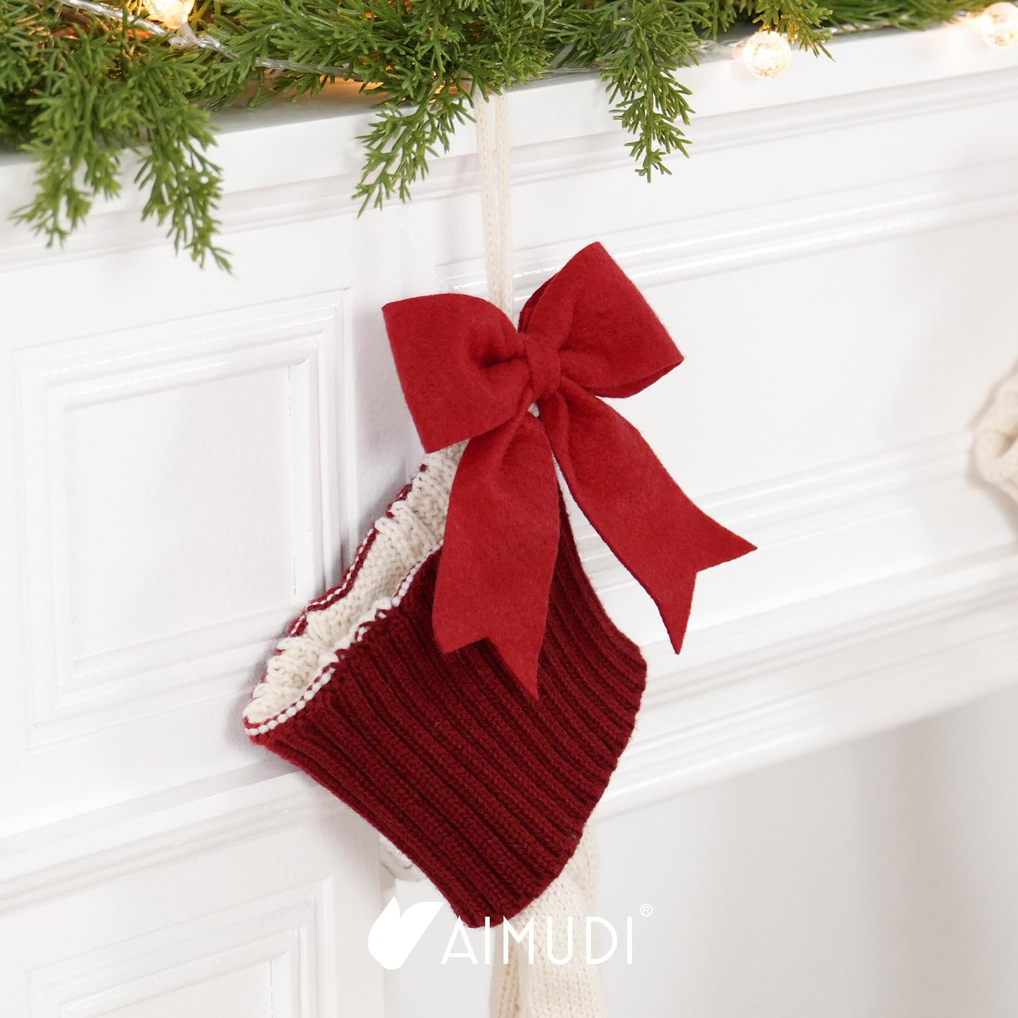 AIMUDI Red Bows for Christmas Tree 5'' Hand Felted Christmas Bow for Gift Wrapping Premade Bow Gift Bows for Presents Crafts Wreaths Fireplaces Winter Holiday Christmas Decorations, 24 PCs