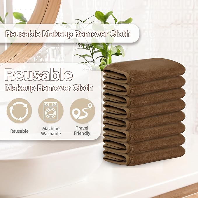 Nugilla Makeup Remover Cloths, 8 Packs Makeup Remover Towels Reusable Face Wash