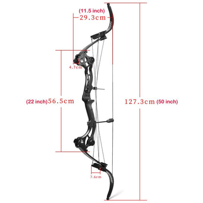 ZSHJGJR Recurve Bow American Hunting Bow 320FPS Draw Weight 40-55lbs Adjustable Compound Bow Right Hand for Archery Hunting Fishing Shooting (Black Bow Only)
