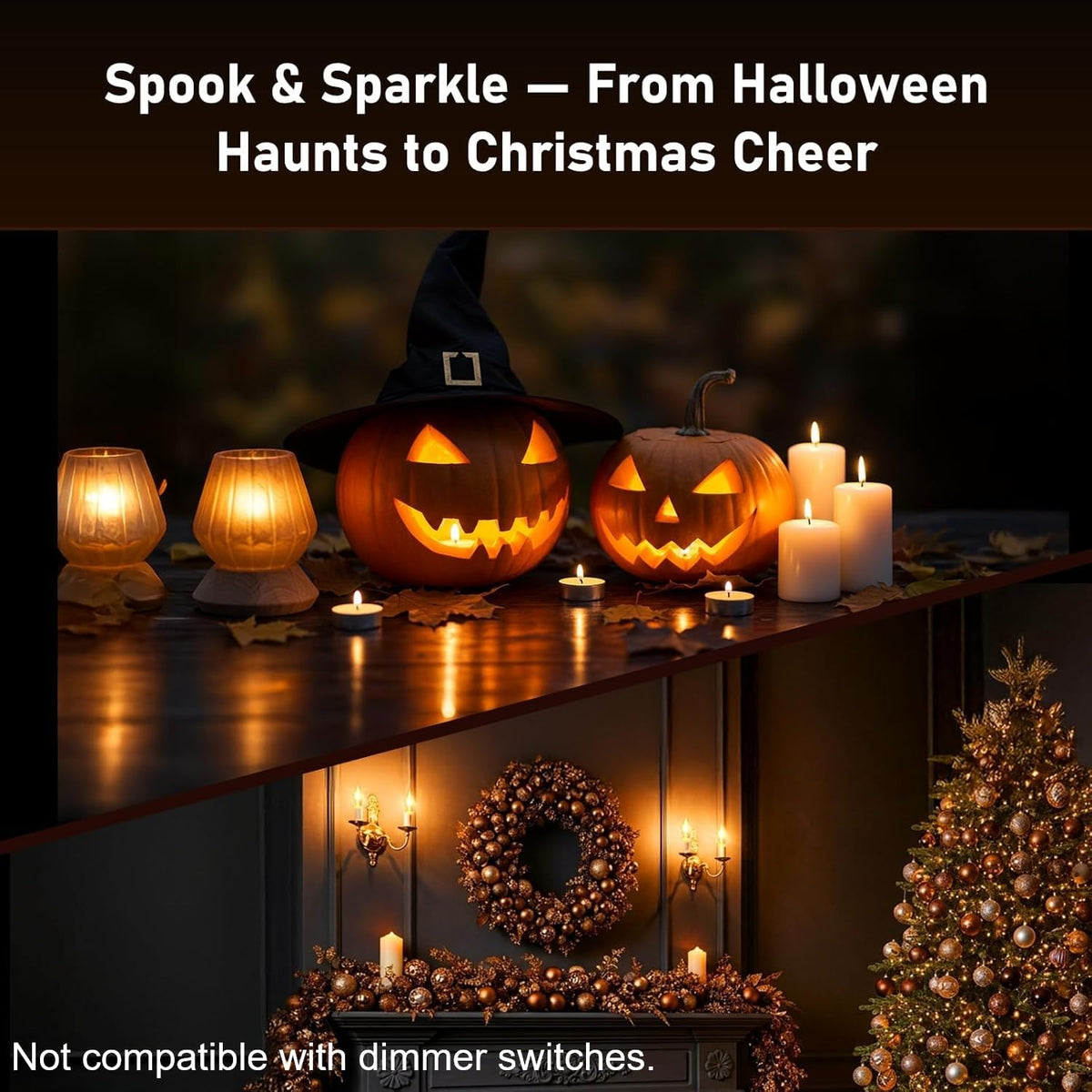 Hompavo Upgraded Flame Light Bulbs, E12 Chandelier Base Candelabra Flickering Fire Light Bulb, Clear Candle Light for Halloween Christmas Party Porch Indoor Outdoor Home Decorations - C35/2 Pack