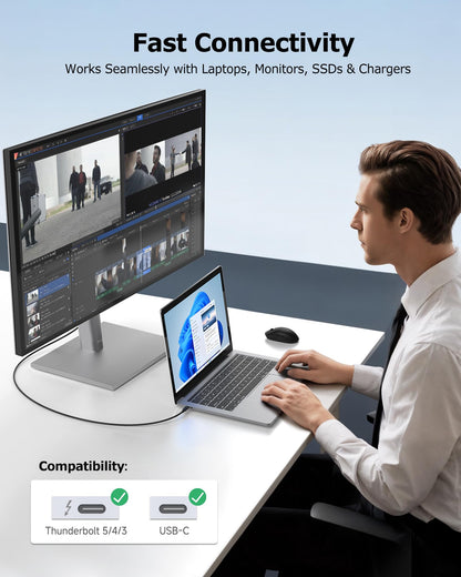 Cable Matters 40Gbps USB 4 Cable - 6.6ft, Supports Up to [8K@60Hz / 4K@240Hz Video, 240W Charging, 40Gbps Data Transfer] USB4 Cable, Black, Compatible with Thunderbolt 4, MacBook, XPS, Surface Pro