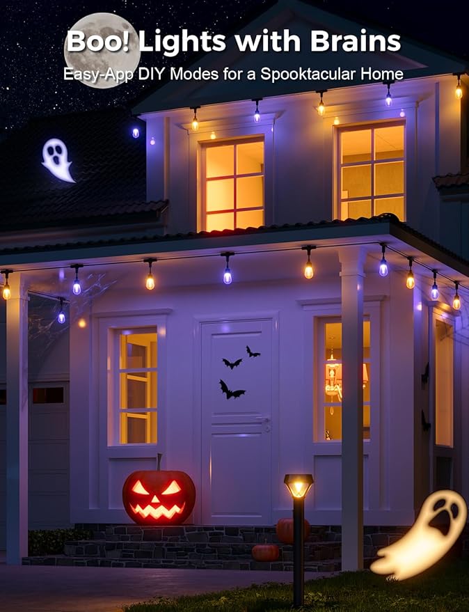 XMCOSY+ Smart Outdoor String Lights, 123Ft Patio Lights Waterproof, App Control, Compatible with Alexa, RGBCWIC Color Changing LED String Light for Outside